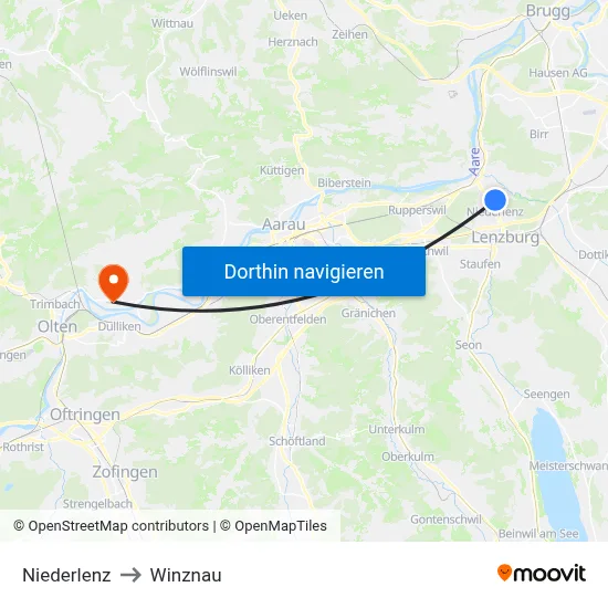Niederlenz to Winznau map