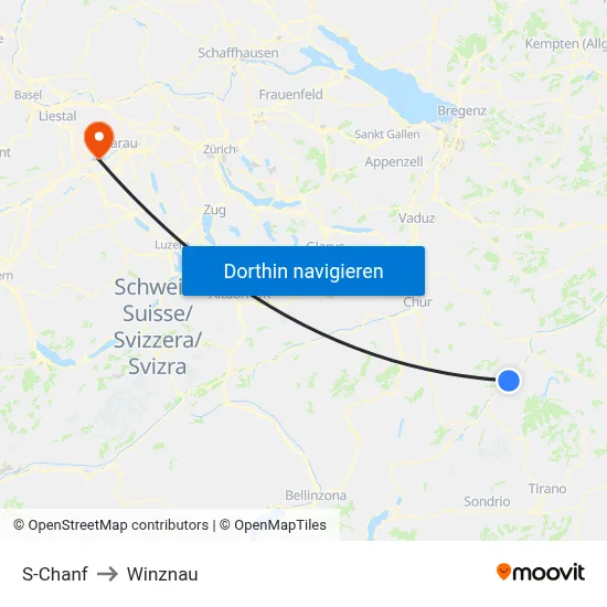 S-Chanf to Winznau map
