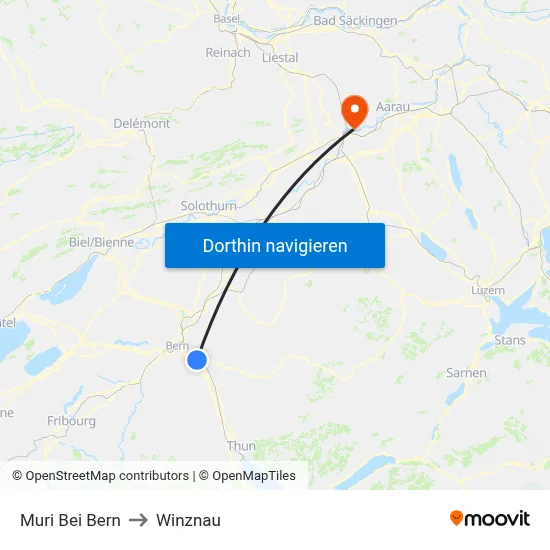 Muri Bei Bern to Winznau map