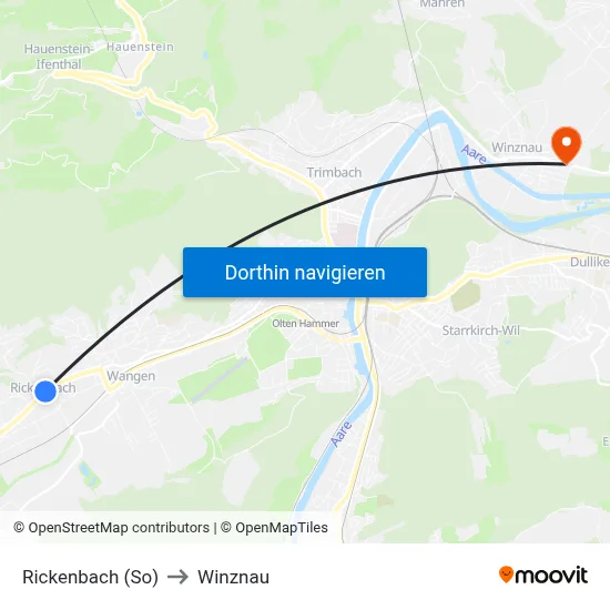 Rickenbach (So) to Winznau map
