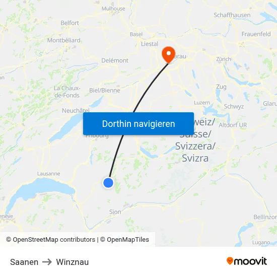 Saanen to Winznau map