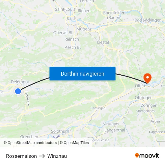 Rossemaison to Winznau map