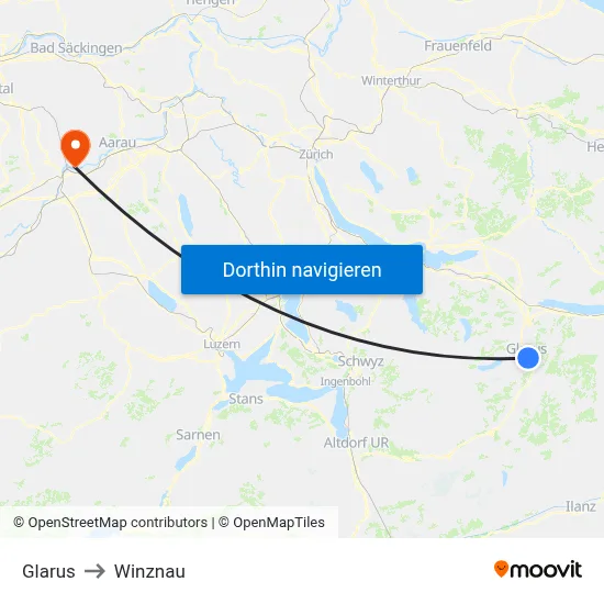 Glarus to Winznau map