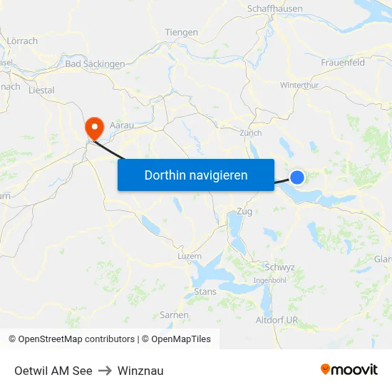 Oetwil AM See to Winznau map