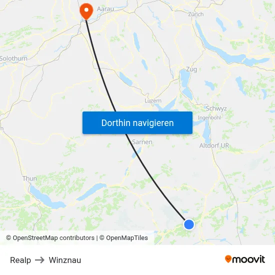 Realp to Winznau map