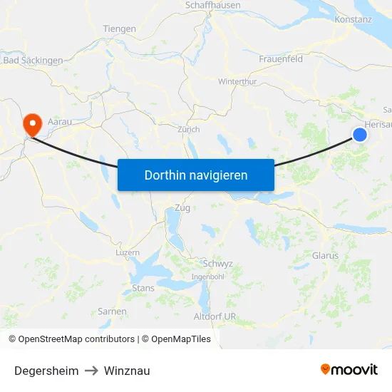 Degersheim to Winznau map