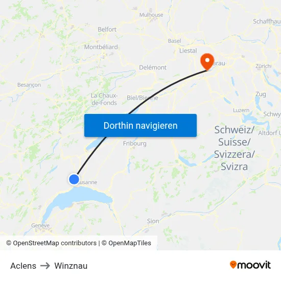 Aclens to Winznau map