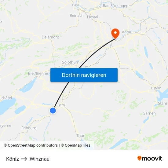 Köniz to Winznau map