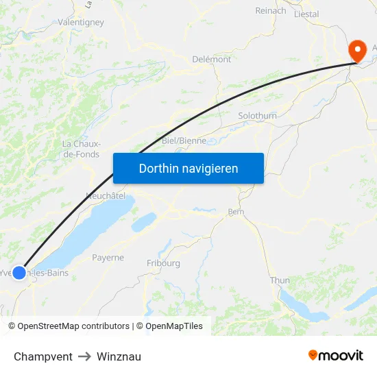 Champvent to Winznau map