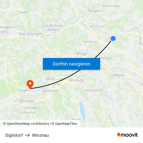 Siglistorf to Winznau map