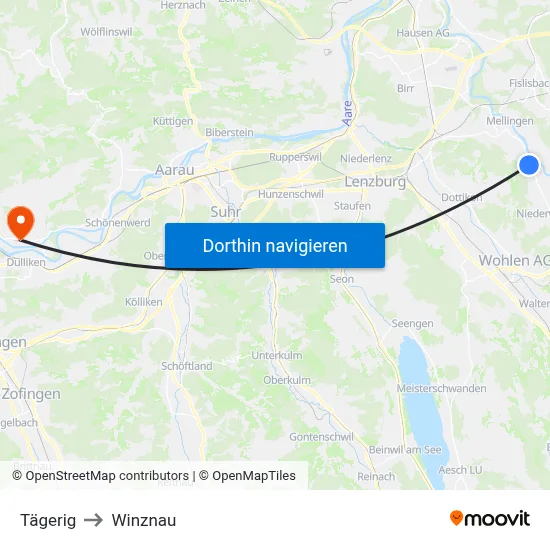 Tägerig to Winznau map