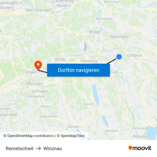 Remetschwil to Winznau map