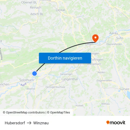 Hubersdorf to Winznau map