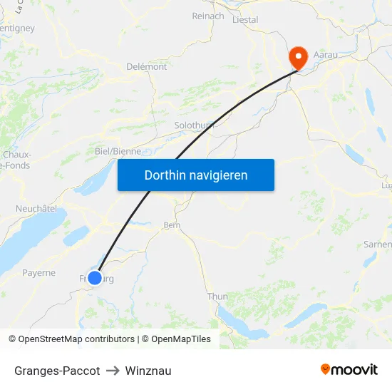 Granges-Paccot to Winznau map