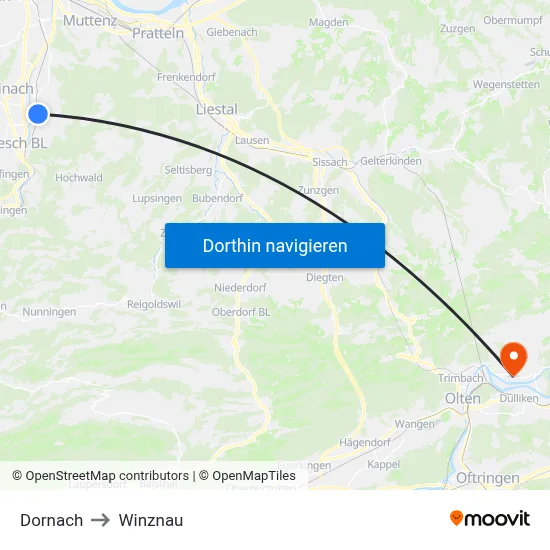 Dornach to Winznau map
