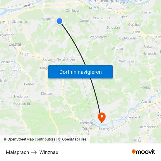 Maisprach to Winznau map
