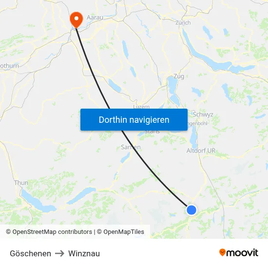 Göschenen to Winznau map