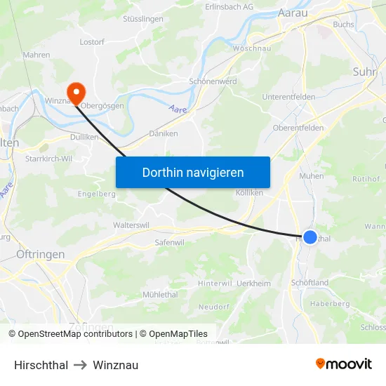 Hirschthal to Winznau map