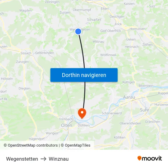 Wegenstetten to Winznau map