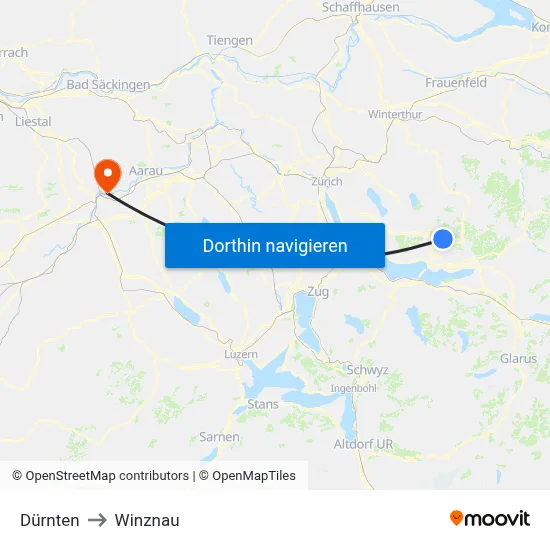 Dürnten to Winznau map