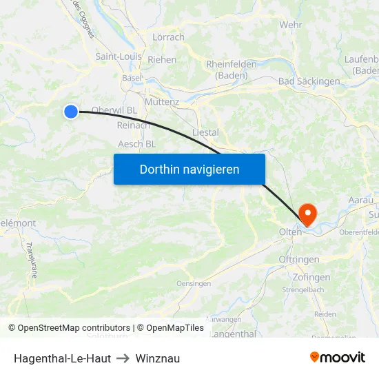 Hagenthal-Le-Haut to Winznau map