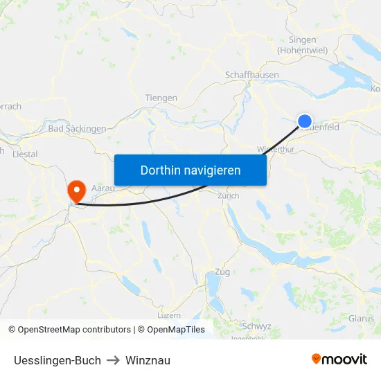 Uesslingen-Buch to Winznau map