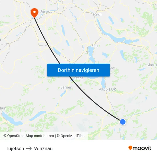 Tujetsch to Winznau map