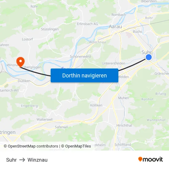 Suhr to Winznau map