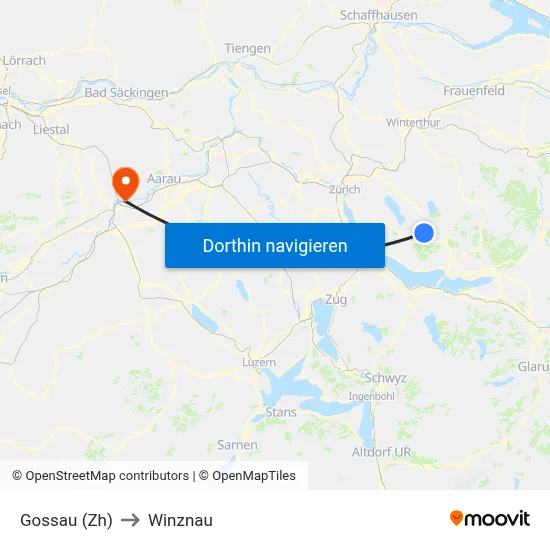 Gossau (Zh) to Winznau map