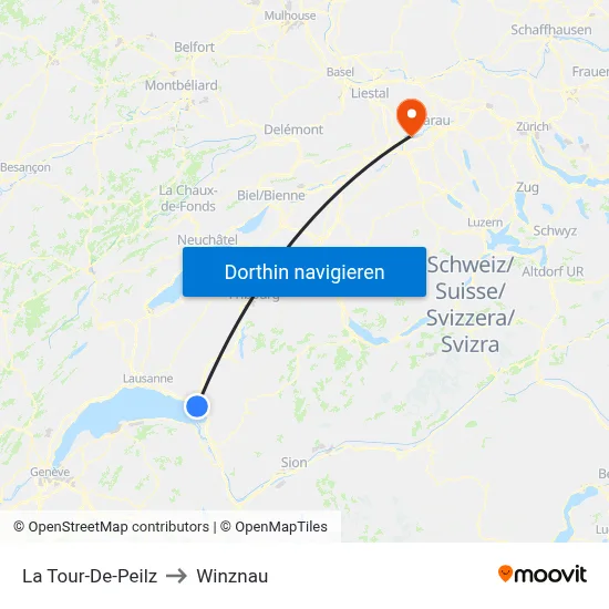 La Tour-De-Peilz to Winznau map