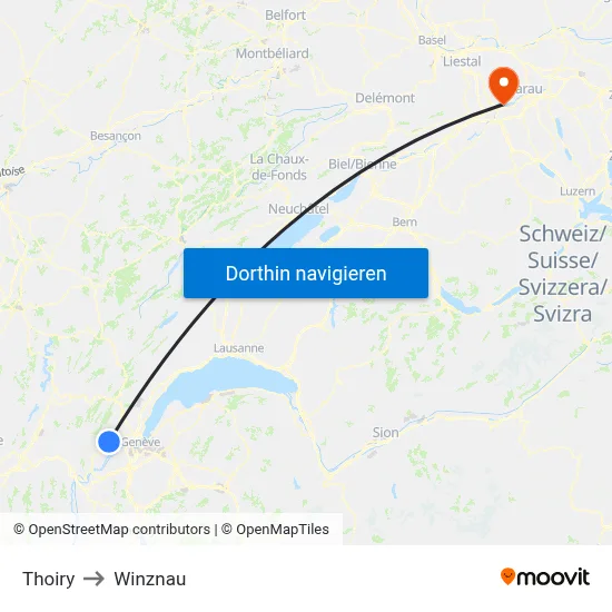 Thoiry to Winznau map