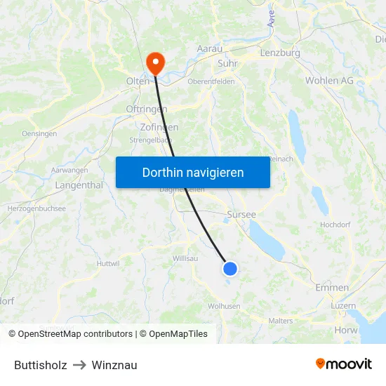 Buttisholz to Winznau map