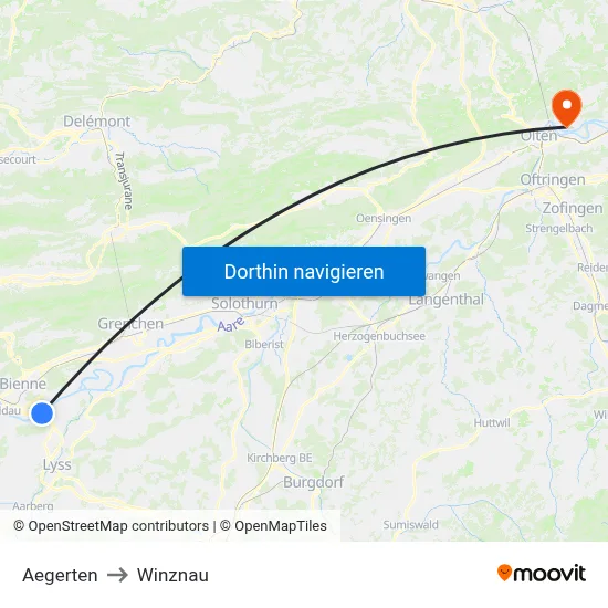 Aegerten to Winznau map