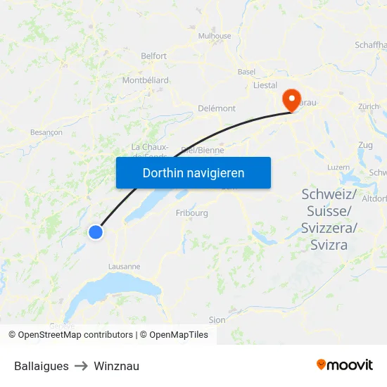 Ballaigues to Winznau map