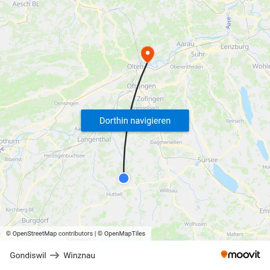 Gondiswil to Winznau map