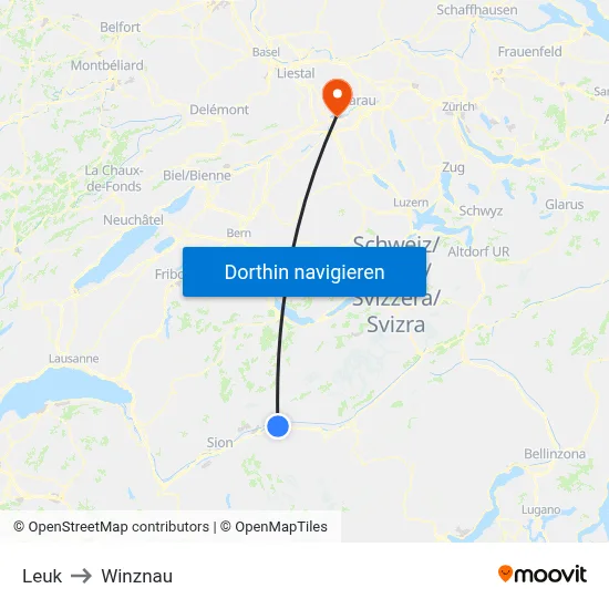 Leuk to Winznau map