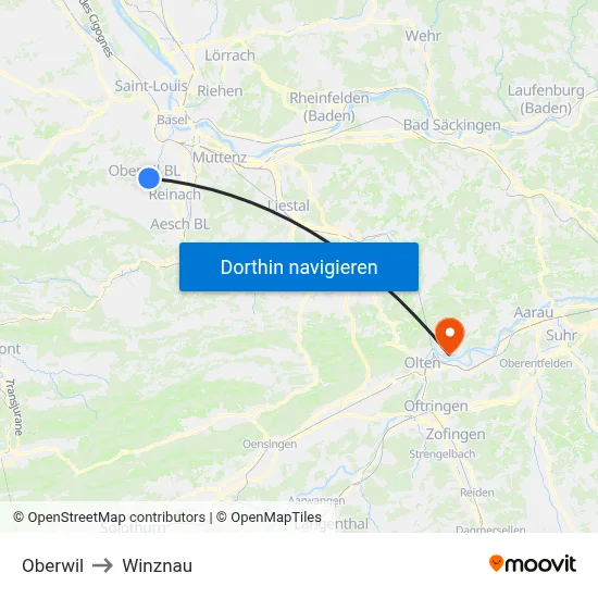 Oberwil to Winznau map
