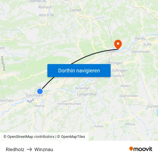Riedholz to Winznau map
