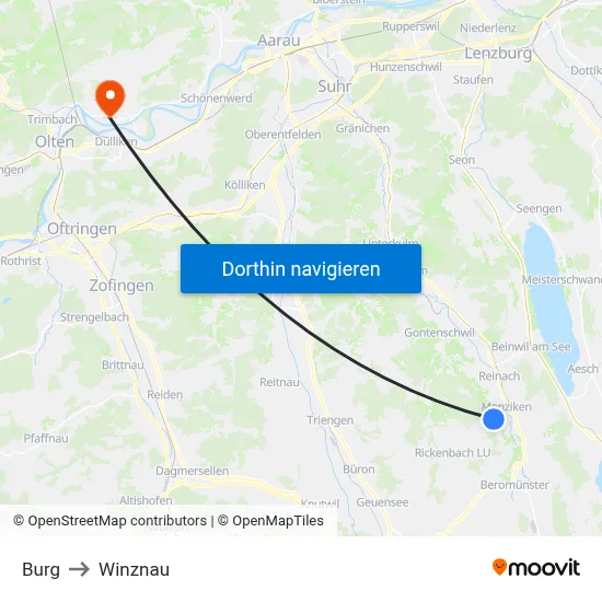 Burg to Winznau map