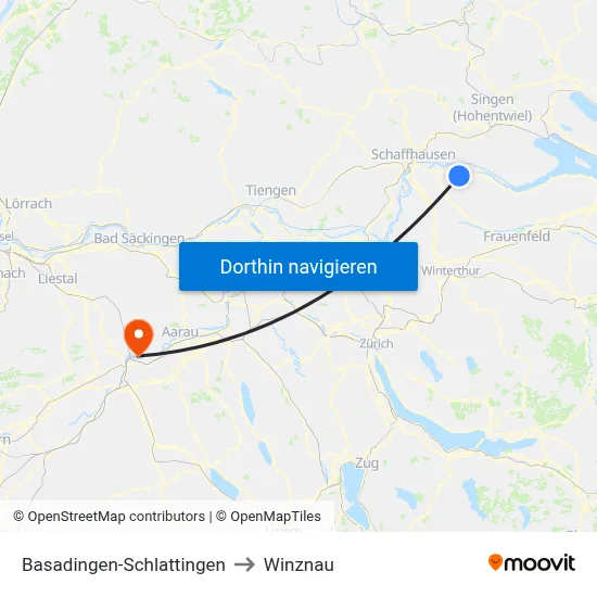Basadingen-Schlattingen to Winznau map
