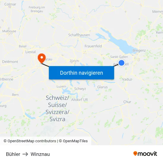 Bühler to Winznau map