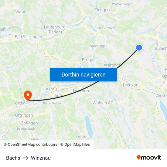 Bachs to Winznau map