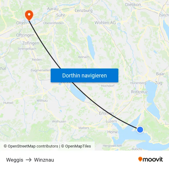 Weggis to Winznau map