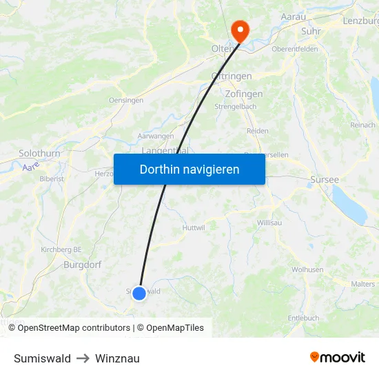Sumiswald to Winznau map