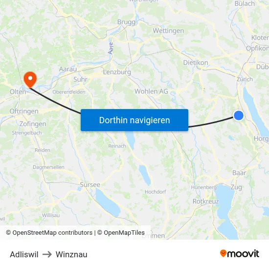 Adliswil to Winznau map
