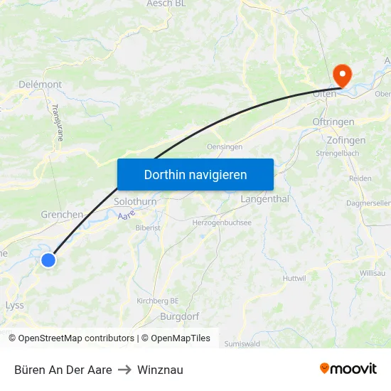 Büren An Der Aare to Winznau map