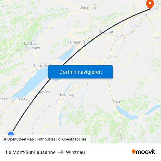 Le Mont-Sur-Lausanne to Winznau map
