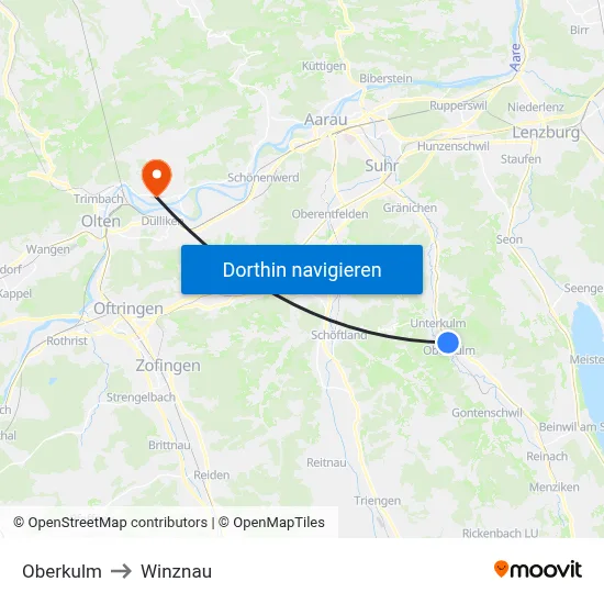 Oberkulm to Winznau map