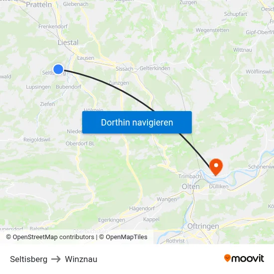 Seltisberg to Winznau map