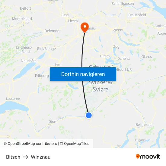Bitsch to Winznau map
